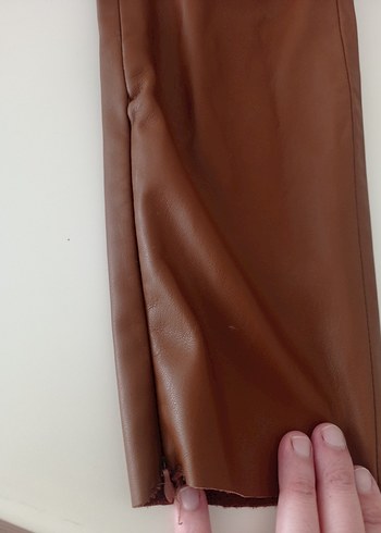 Kahverengi Deri Kadın Pantolon - Görsel 2