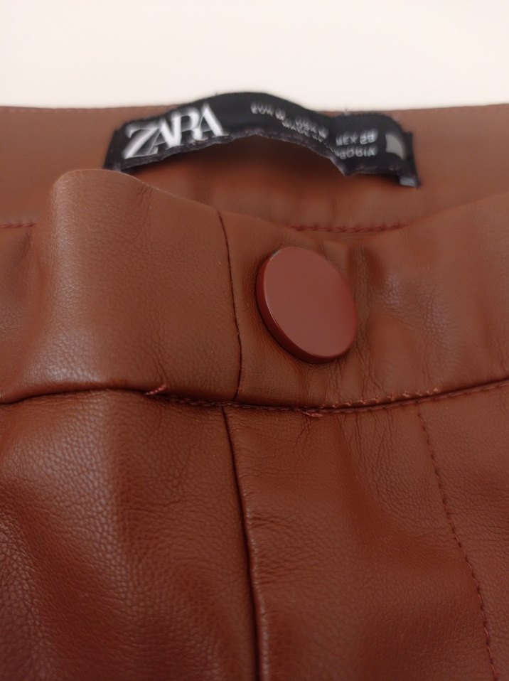 Kahverengi Deri Kadın Pantolon - Görsel 4