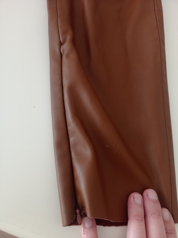 Kahverengi Deri Kadın Pantolon - Görsel 2