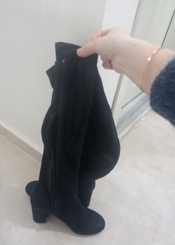 lacivert Süet uzun Fermuarlı grecaland Çizme - Görsel 4