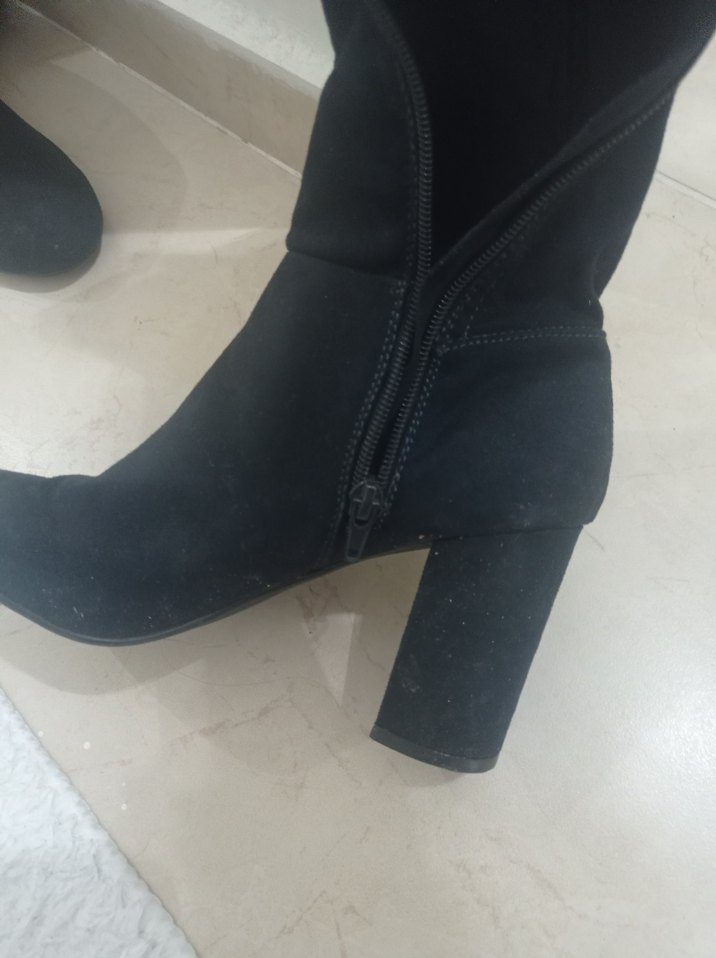 lacivert Süet uzun Fermuarlı grecaland Çizme - Görsel 2