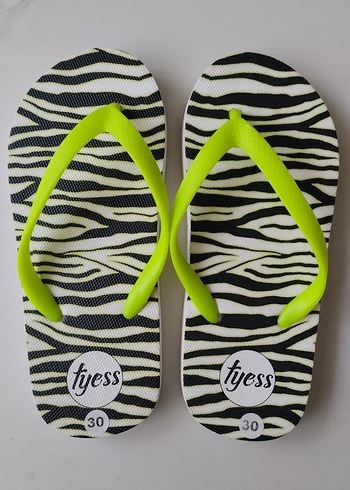 Zebra Desenli Yeşil parmak arası çocuk Terlik - Görsel 2