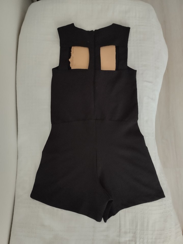 Siyah Mini Kolsuz Kadın Tulum - Görsel 2