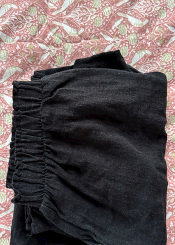 Diğer Siyah Kadın Keten Bol Paça Pantolon