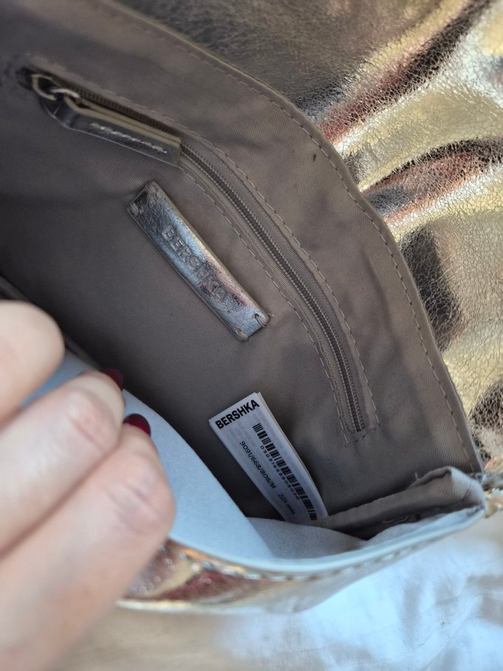 bershka lame gümüş çanta - Görsel 3
