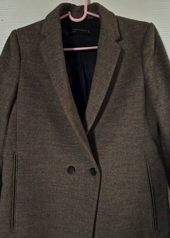 Düğmeli Koyu Gri Kaban zara kaban - Görsel 3