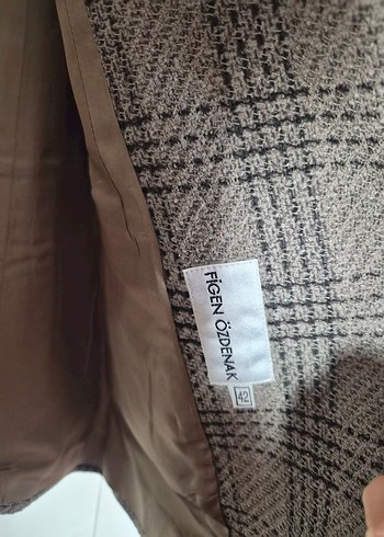 Düğmeli Kareli Midi Kadın Blazer - Görsel 3