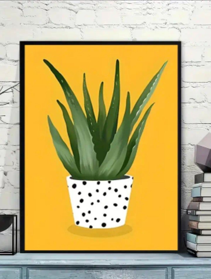 Sarı Saksılı Bitki Duvar Tablosu 50x70 cm - Görsel 2