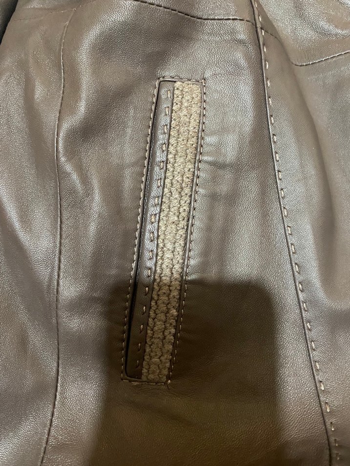 İpek Detaylı Kahverengi Deri Kadın Ceket - Görsel 3