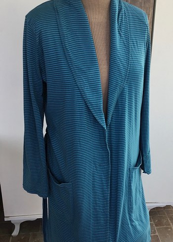 Uzun Kollu Mavi Kadın Sabahlık - Görsel 2