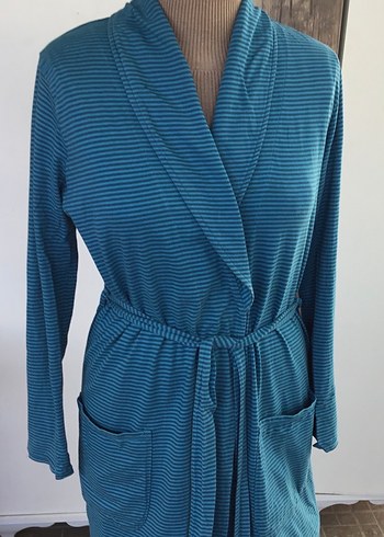 Uzun Kollu Mavi Kadın Sabahlık - Görsel 3