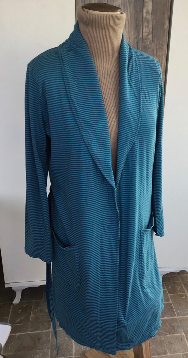 Uzun Kollu Mavi Kadın Sabahlık - Görsel 2