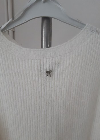 Beyaz Fırfırlı Kadın Triko Kazak - Görsel 6