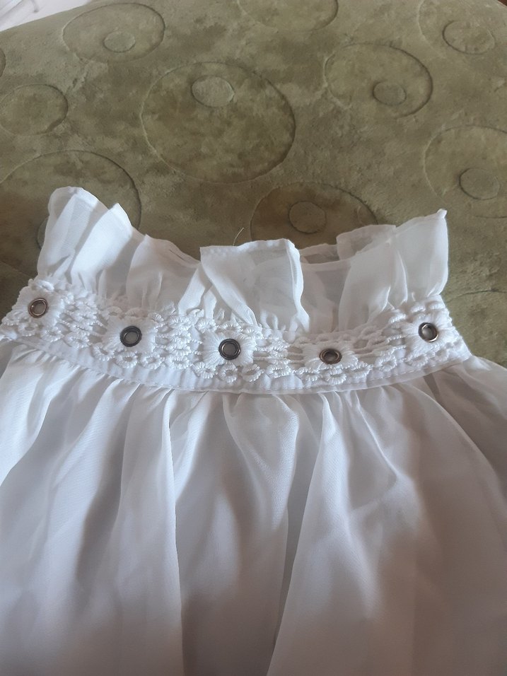 Beyaz, Fırfırlı, Yüksek Yakalı Rahat Bluz - Görsel 5