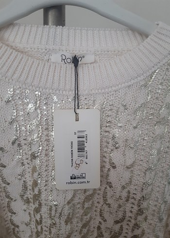 Nakışlı Beyaz Örgü Bohem Kadın Kazak - Görsel 3