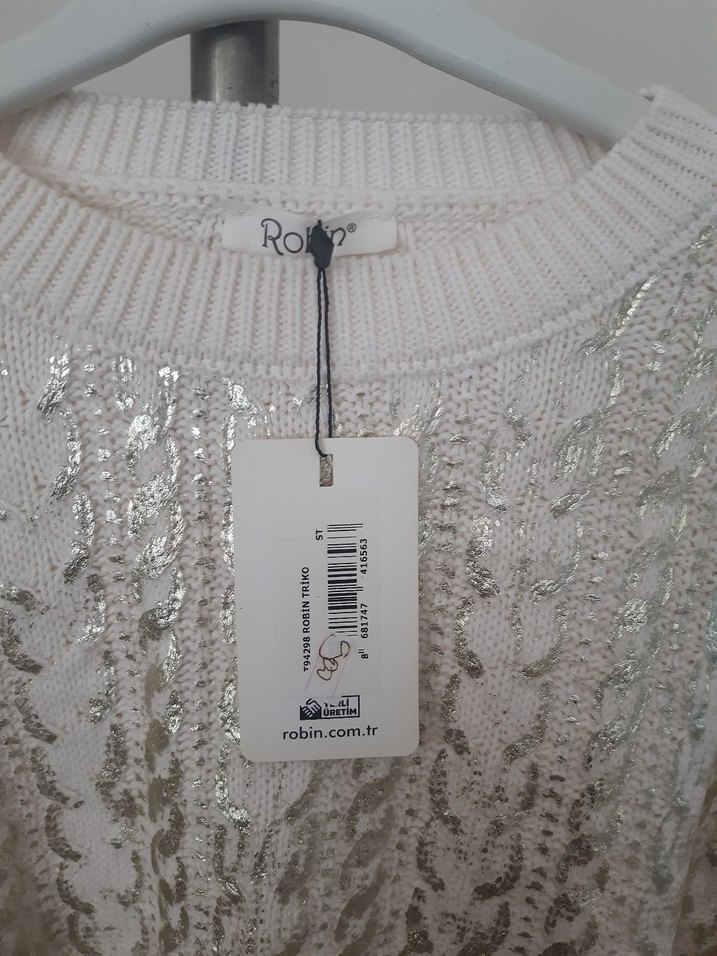 Nakışlı Beyaz Örgü Bohem Kadın Kazak - Görsel 3