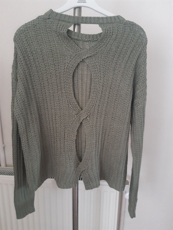 Kadın Gri Bohem Örgü Kazak - Görsel 2