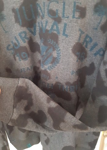 Gri Baskılı Erkek Sweatshirt - Görsel 2