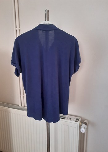 Kadın Lacivert Uzun Kollu Keten Gömlek - Görsel 4