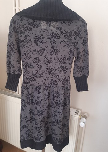 Gri Desenli Triko Midi Elbise - Görsel 5