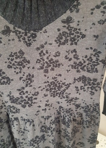 Gri Desenli Triko Midi Elbise - Görsel 2