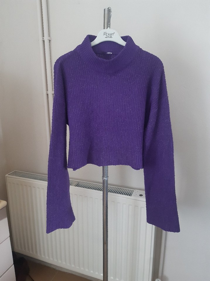 Mor Örgü Kadın Kazak - Görsel 5