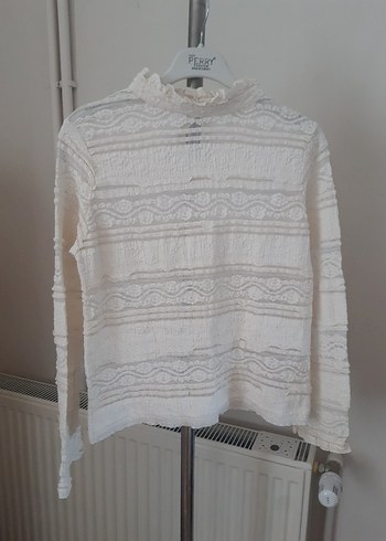 Dantel Detaylı Beyaz Bohem Uzun Kollu Bluz - Görsel 8