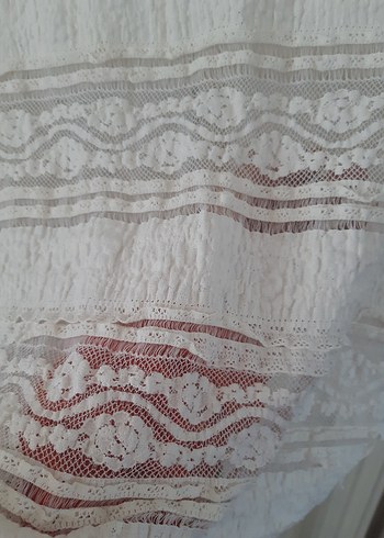 Dantel Detaylı Beyaz Bohem Uzun Kollu Bluz - Görsel 4