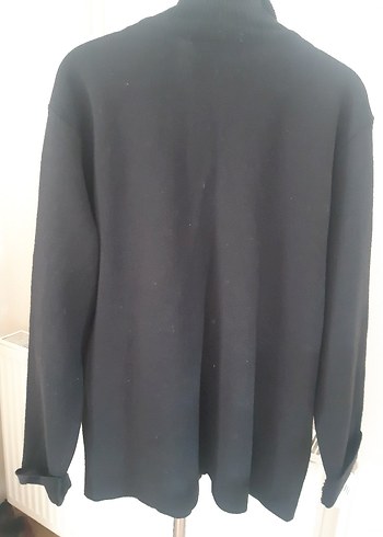 Siyah Deri Detaylı Erkek Midi Ceket - Görsel 4