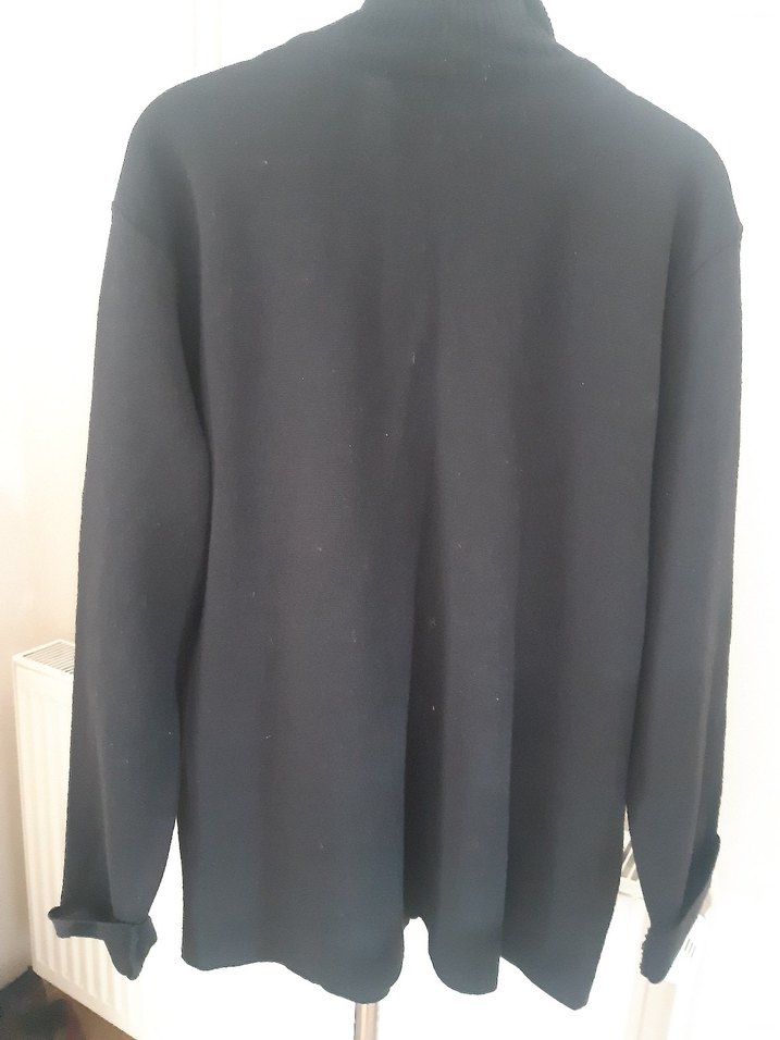 Siyah Deri Detaylı Erkek Midi Ceket - Görsel 4