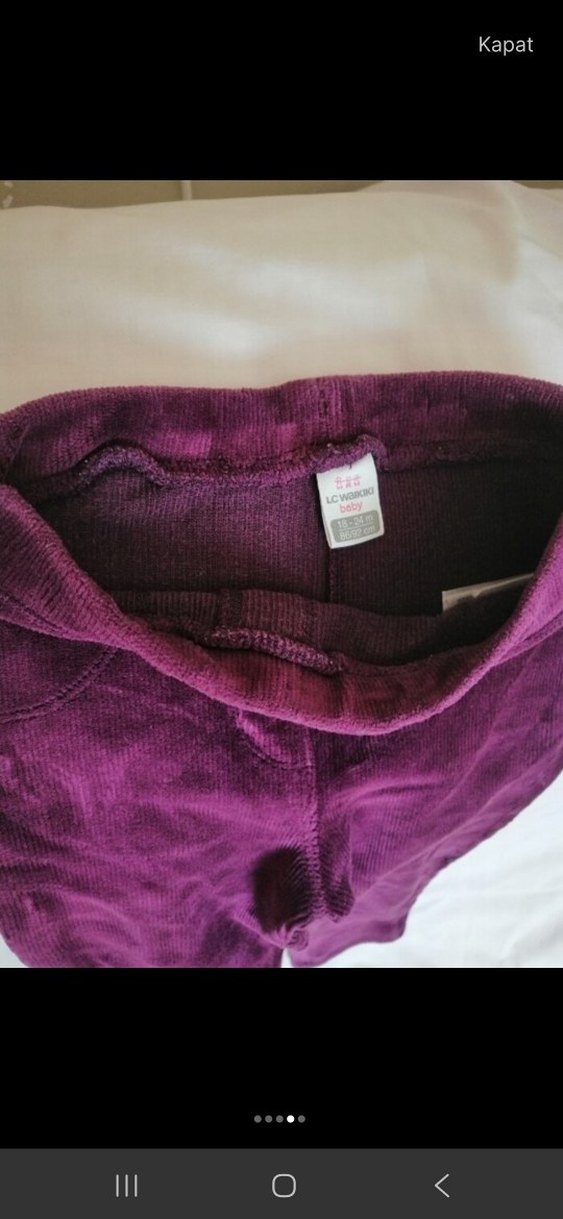 Mor Düğmeli Kız Çocuk Tayt - Görsel 5