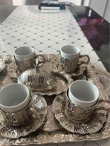  Beden gri Renk Gümüş Kahve Fincan Takımı