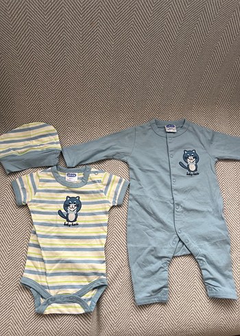 0-3 Ay Uzun Kollu Mavi Bebek Tulum Seti - Görsel 2