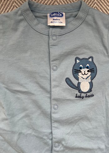 0-3 Ay Uzun Kollu Mavi Bebek Tulum Seti - Görsel 3