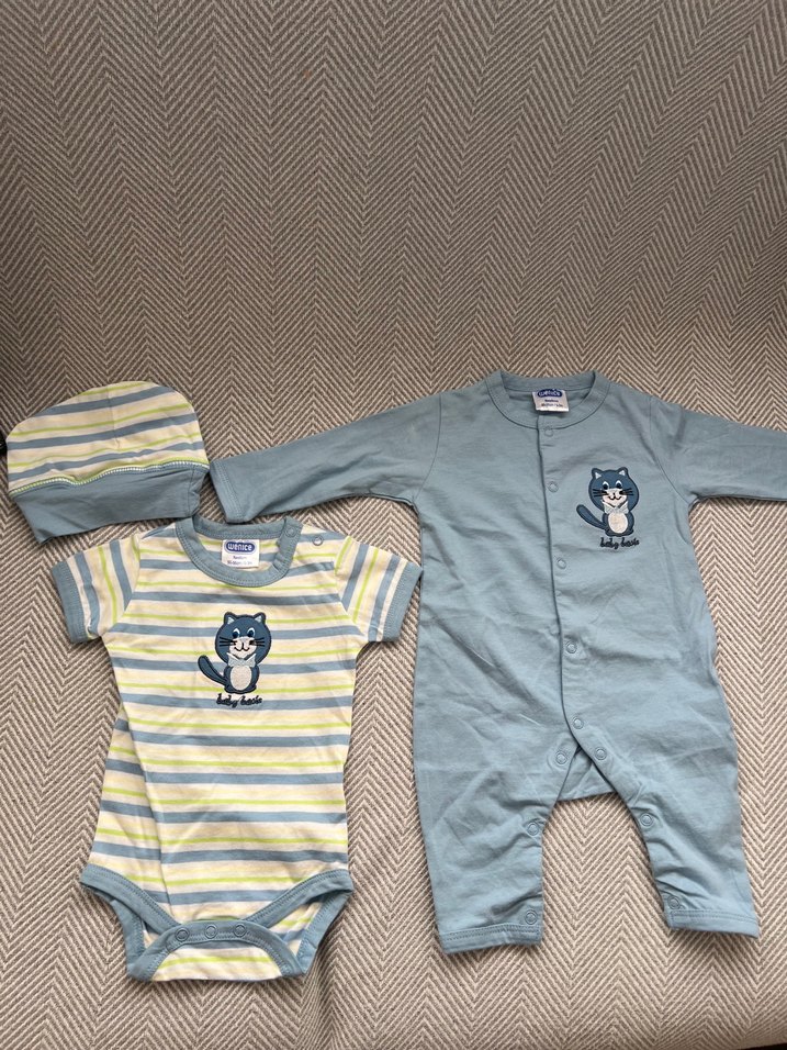 0-3 Ay Uzun Kollu Mavi Bebek Tulum Seti - Görsel 2