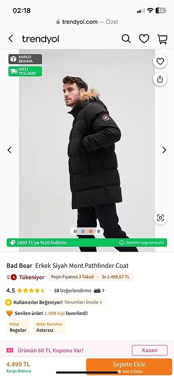 l Beden BAD BEAR ERKEK MONT