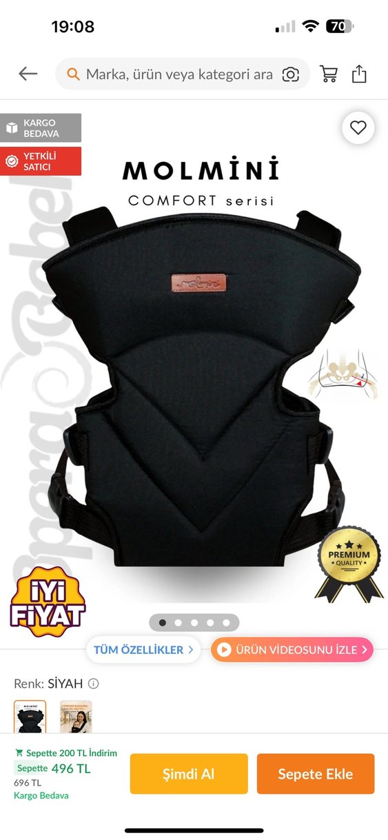 Siyah Bebek Kanguru Molmini - Görsel 4