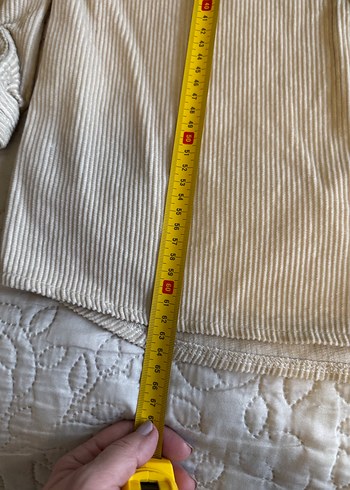 Bej Keten Düğmeli uzun kollu Gömlek - Görsel 7