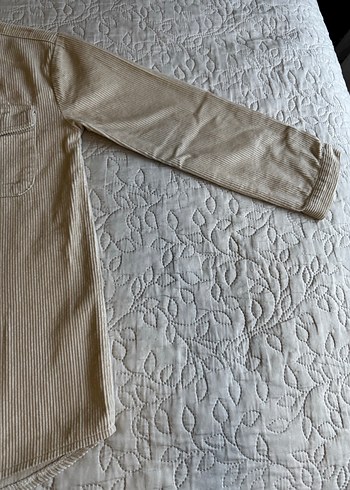 Bej Keten Düğmeli uzun kollu Gömlek - Görsel 4