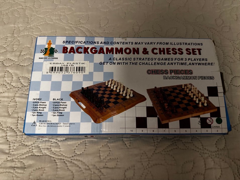 3 Kişilik Backgammon ve Satranç Seti - Görsel 2