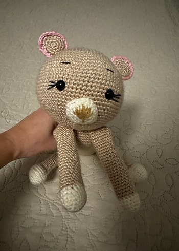 Bej Örgü Peluş Oyuncak Kedi - Görsel 3