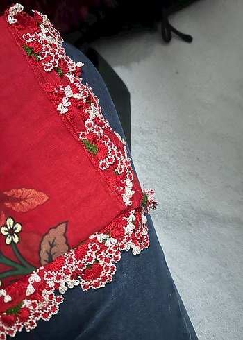 Dantel Detaylı Beyaz Vintage Kadın tülbent - Görsel 6