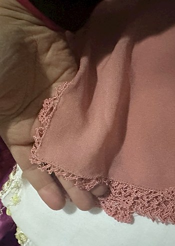 Dantel Detaylı Beyaz Vintage Kadın tülbent - Görsel 11