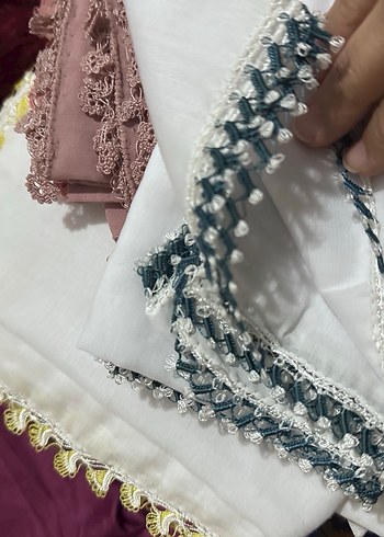 Dantel Detaylı Beyaz Vintage Kadın tülbent - Görsel 13