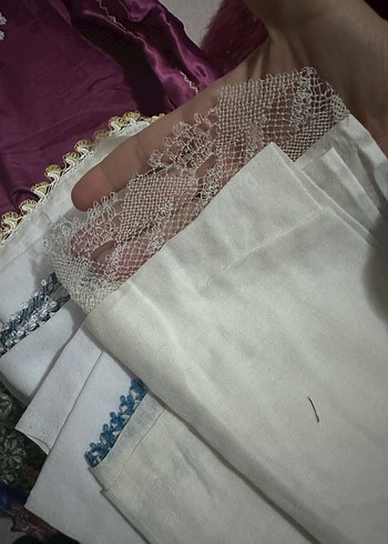 Dantel Detaylı Beyaz Vintage Kadın tülbent - Görsel 15