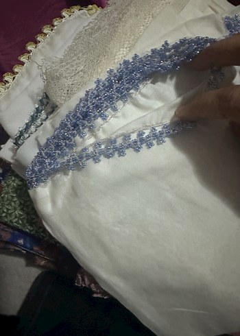 Dantel Detaylı Beyaz Vintage Kadın tülbent - Görsel 16