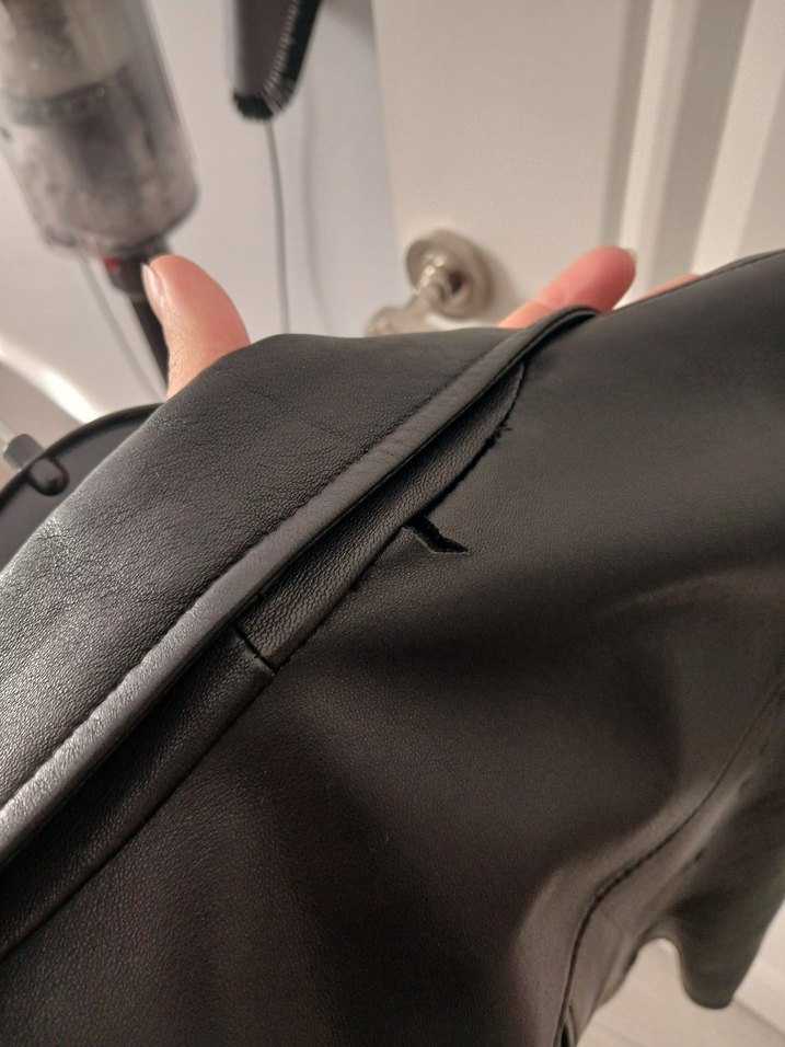 Siyah Deri Kadın Biker Ceket - Görsel 3