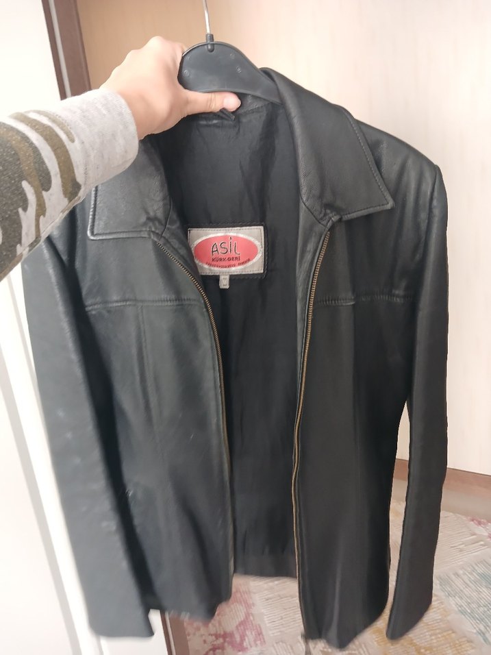 Siyah Deri Kadın Biker Ceket - Görsel 4