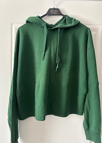 Kadın Yeşil Kapüşonlu Sweatshirt - Görsel 2