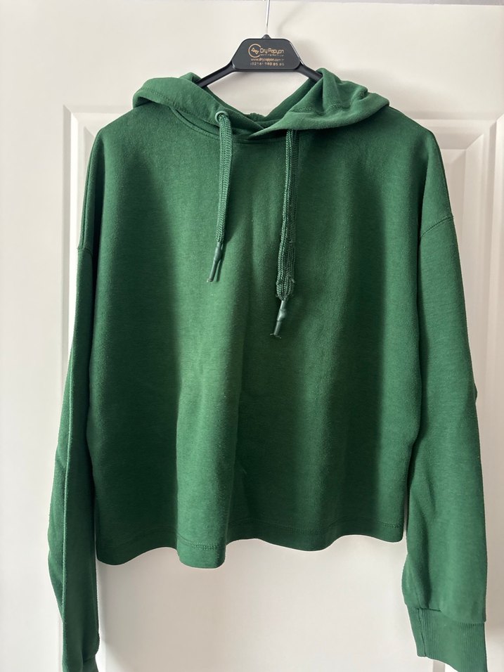 Kadın Yeşil Kapüşonlu Sweatshirt - Görsel 2